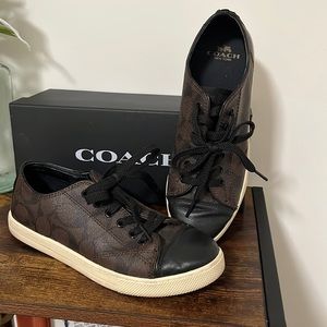Casual logo tennis shoes, multicolored leather